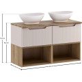 Závěsná skříňka Nova Cashmere Lola s deskou a umyvadly 100 cm kašmírová/dub coast evoke