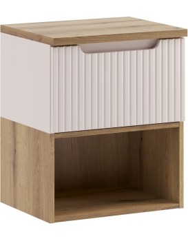 Závěsná skříňka pod umyvadlo Nova Cashmere s deskou a regálem 50 cm kašmírová/dub coast evoke