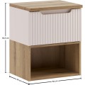 Závěsná skříňka pod umyvadlo Nova Cashmere s deskou a regálem 50 cm kašmírová/dub coast evoke