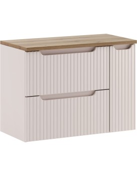 Závěsná skříňka pod umyvadlo Nova Cashmere II s deskou 80 cm kašmírová/dub evoke