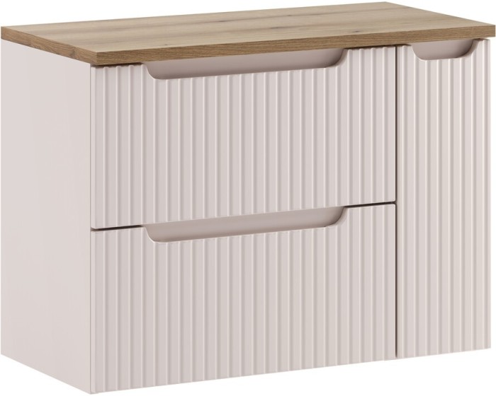 Závěsná skříňka pod umyvadlo Nova Cashmere II s deskou 80 cm kašmírová/dub evoke