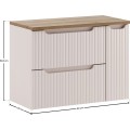 Závěsná skříňka pod umyvadlo Nova Cashmere II s deskou 80 cm kašmírová/dub evoke