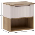 Závěsná skříňka pod umyvadlo Nova Cashmere Nature s deskou a regálem 60 cm kašmírová/dub coast evoke