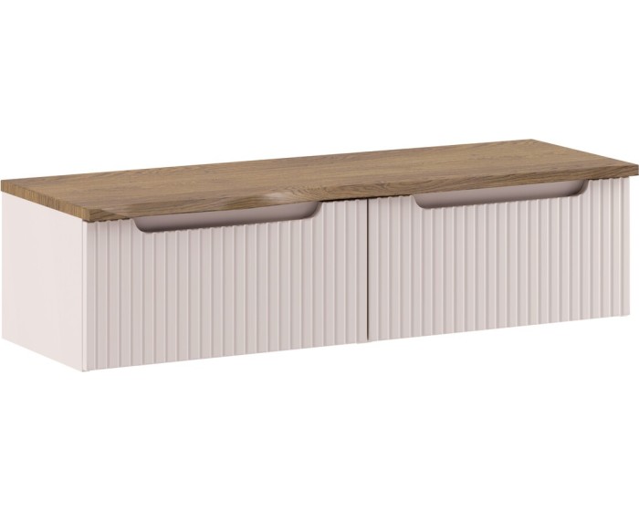 Závěsná skříňka pod umyvadlo Nova Cashmere s deskou 120 cm kašmírová/dub casella