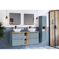 Závěsná skříňka Nova Denim Anna s deskou a umyvadly 140 cm modrá/dub coast evoke