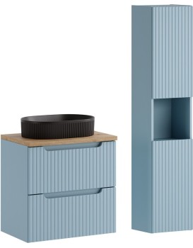 Koupelnová sestava Nova Denim Beyond s deskou a umyvadlem 60 cm modrá/dub coast evoke 