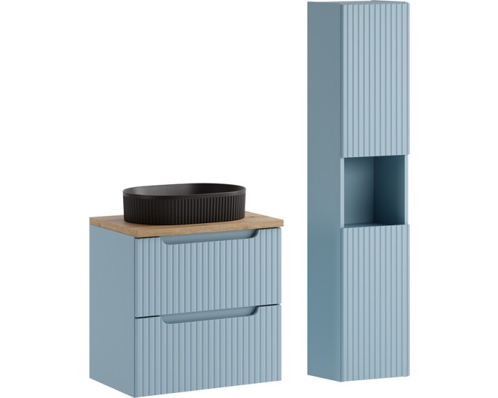Koupelnová sestava Nova Denim Beyond s deskou a umyvadlem 60 cm modrá/dub coast evoke 