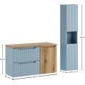 Koupelnová sestava Nova Denim s deskou a košem na prádlo 100 cm modrá/dub coast evoke