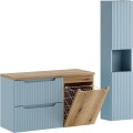 Koupelnová sestava Nova Denim s deskou a košem na prádlo 100 cm modrá/dub coast evoke