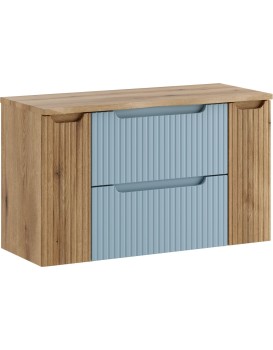 Závěsná skříňka pod umyvadlo Nova Denim s deskou 100 cm modrá/dub coast evoke