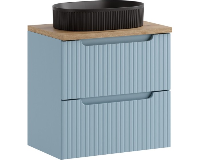 Závěsná skříňka Nova Denim s deskou a umyvadlem 60 cm modrá/dub coast evoke