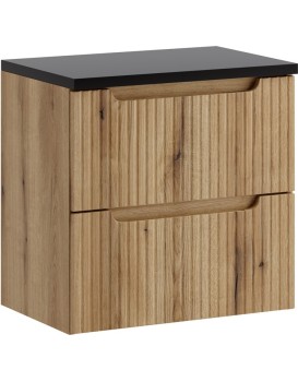 Závěsná skříňka pod umyvadlo Nova s deskou 60 cm dub coast evoke/černá