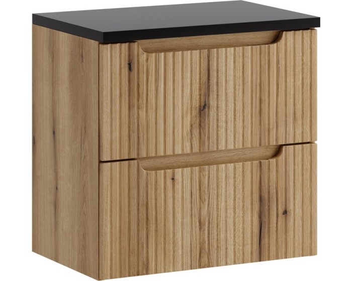 Závěsná skříňka pod umyvadlo Nova s deskou 60 cm dub coast evoke/černá