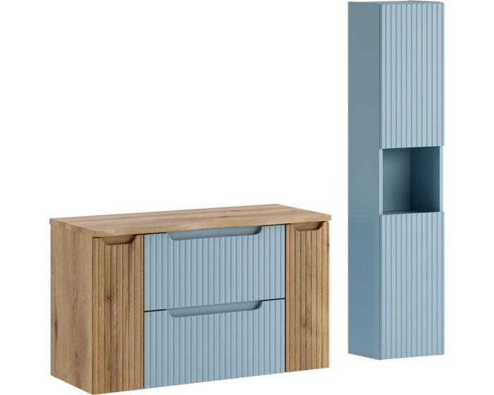 Koupelnová sestava Nova Denim s deskou a skříňkami 100 cm modrá/dub coast evoke