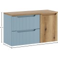 Závěsná skříňka pod umyvadlo Nova Denim s deskou a košem na prádlo 100 cm modrá/dub coast eovke