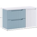Závěsná skříňka pod umyvadlo Nova Denim s deskou a košem na prádlo 100 cm modrá/bílá