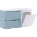 Závěsná skříňka pod umyvadlo Nova Denim s deskou a košem na prádlo 100 cm modrá/bílá