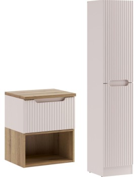 Koupelnová sestava Nova Cashmere I s deskou, regálem a skříňkami 50 cm kašmírová/dub coast evoke