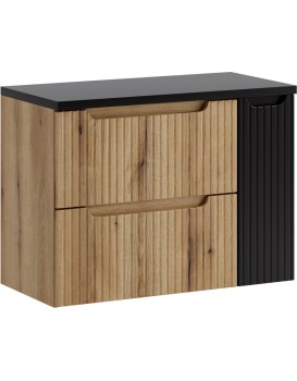 Závěsná skříňka pod umyvadlo Nova s deskou 80 cm dub coast evoke/černá