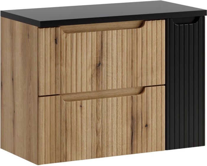Závěsná skříňka pod umyvadlo Nova s deskou 80 cm dub coast evoke/černá