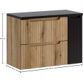 Závěsná skříňka pod umyvadlo Nova s deskou 80 cm dub coast evoke/černá