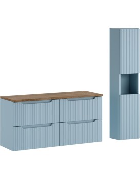 Koupelnová sestava Nova Denim s deskou a skříňkami 120 cm modrá/dub casella