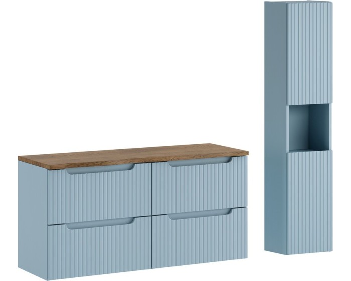 Koupelnová sestava Nova Denim s deskou a skříňkami 120 cm modrá/dub casella