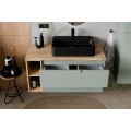 Závěsná skříňka pod umyvadlo Aster Ovalia s deskou 120 cm dub cremona/zelená
