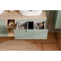 Závěsná skříňka pod umyvadlo Aster Ovalia s deskou 120 cm dub cremona/zelená