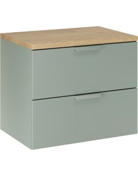 Závěsná skříňka pod umyvadlo Aster s deskou 60 cm zelená/dub cremona