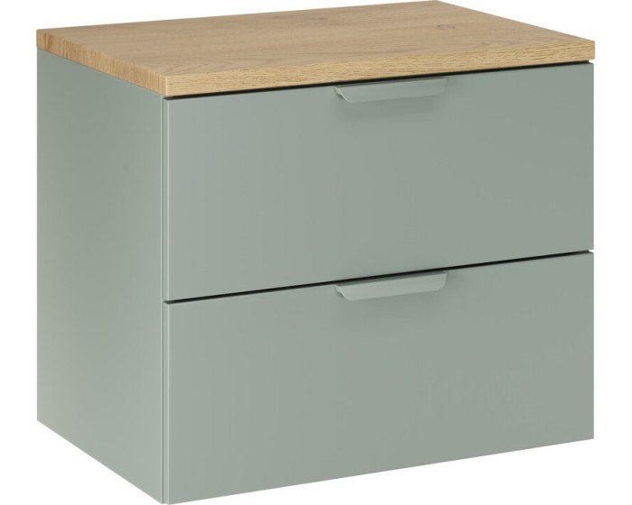 Závěsná skříňka pod umyvadlo Aster s deskou 60 cm zelená/dub cremona