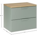 Závěsná skříňka pod umyvadlo Aster s deskou 60 cm zelená/dub cremona