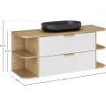 Závěsná koupelnová skříňka Aster River s umyvadlem 120 cm dub cremona/bílá