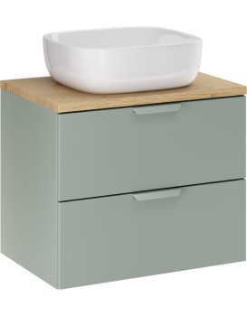 Závěsná skříňka Aster Smile s deskou a umyvadlem 60 cm zelená/dub cremona