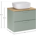 Závěsná skříňka Aster Smile s deskou a umyvadlem 60 cm zelená/dub cremona