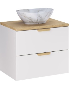Závěsná skříňka Aster Pati s deskou a umyvadlem 60 cm bílá/dub cremona