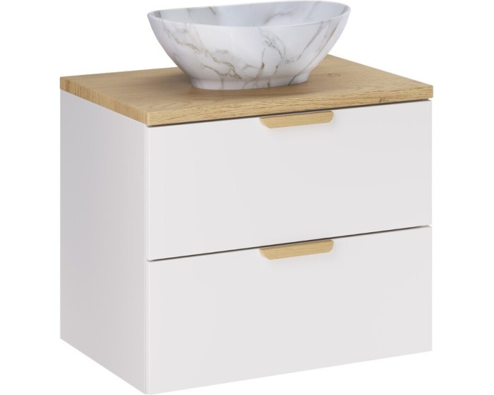 Závěsná skříňka Aster Pati s deskou a umyvadlem 60 cm bílá/dub cremona