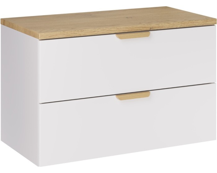 Závěsná skříňka pod umyvadlo Aster s deskou 80 cm bílá/dub cremona