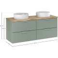 Závěsná skříňka Aster Nature Beyond s deskou a umyvadly 120 cm zelená/dub cremona