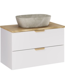 Závěsná skříňka Aster Nature Anna s deskou a umyvadlem 80 cm bílá/dub cremona