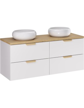 Závěsná skříňka pod umyvadlo Aster Nordic Wiki s deskou 120 cm bílá/dub cremona