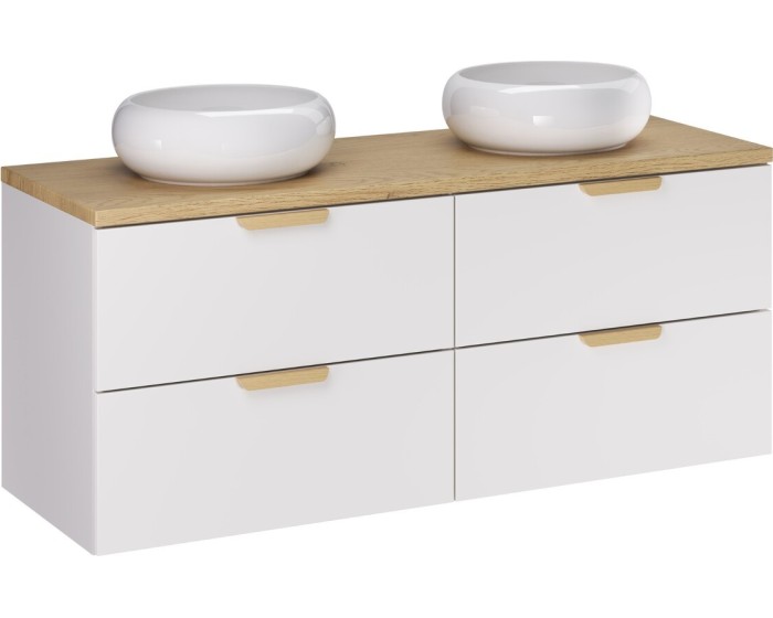 Závěsná skříňka pod umyvadlo Aster Nordic Wiki s deskou 120 cm bílá/dub cremona