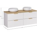 Závěsná skříňka pod umyvadlo Aster Nordic Wiki s deskou 120 cm bílá/dub cremona