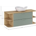 Závěsná skříňka Aster Ovalia Cloud s umyvadlem 120 cm dub cremona/zelená