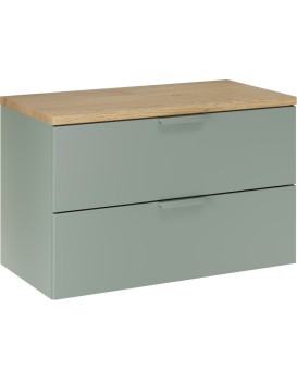 Závěsná skříňka pod umyvadlo Aster s deskou 80 cm zelená/dub cremona