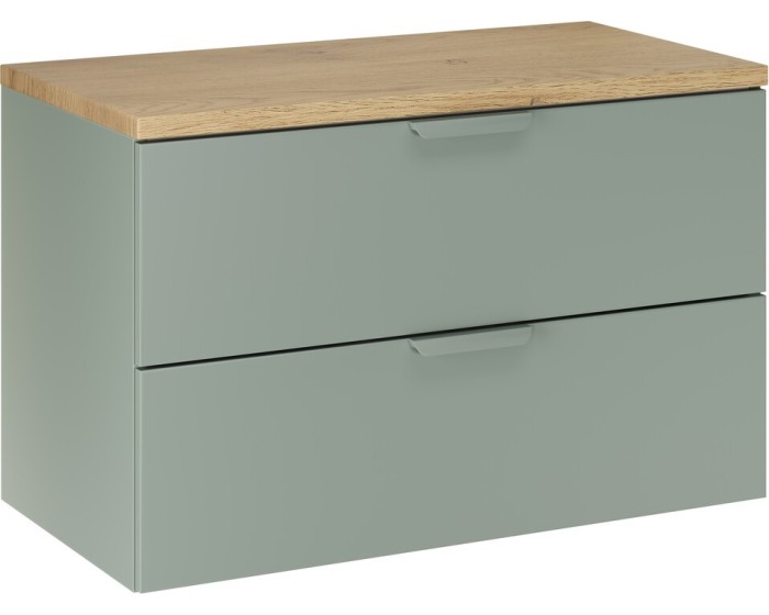 Závěsná skříňka pod umyvadlo Aster s deskou 80 cm zelená/dub cremona