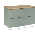 Závěsná skříňka pod umyvadlo Aster s deskou 80 cm zelená/dub cremona