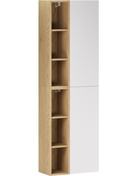 Závěsná vysoká koupelnová skříňka Aster II 160 cm bílá/dub cremona