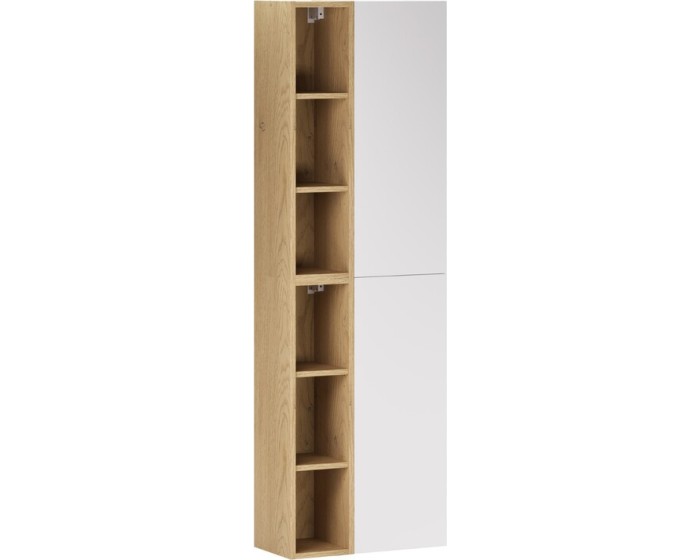 Závěsná vysoká koupelnová skříňka Aster II 160 cm bílá/dub cremona