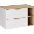 Závěsná skříňka pod umyvadlo Aster Nordic s deskou a regálem 80 cm bílá/dub cremona